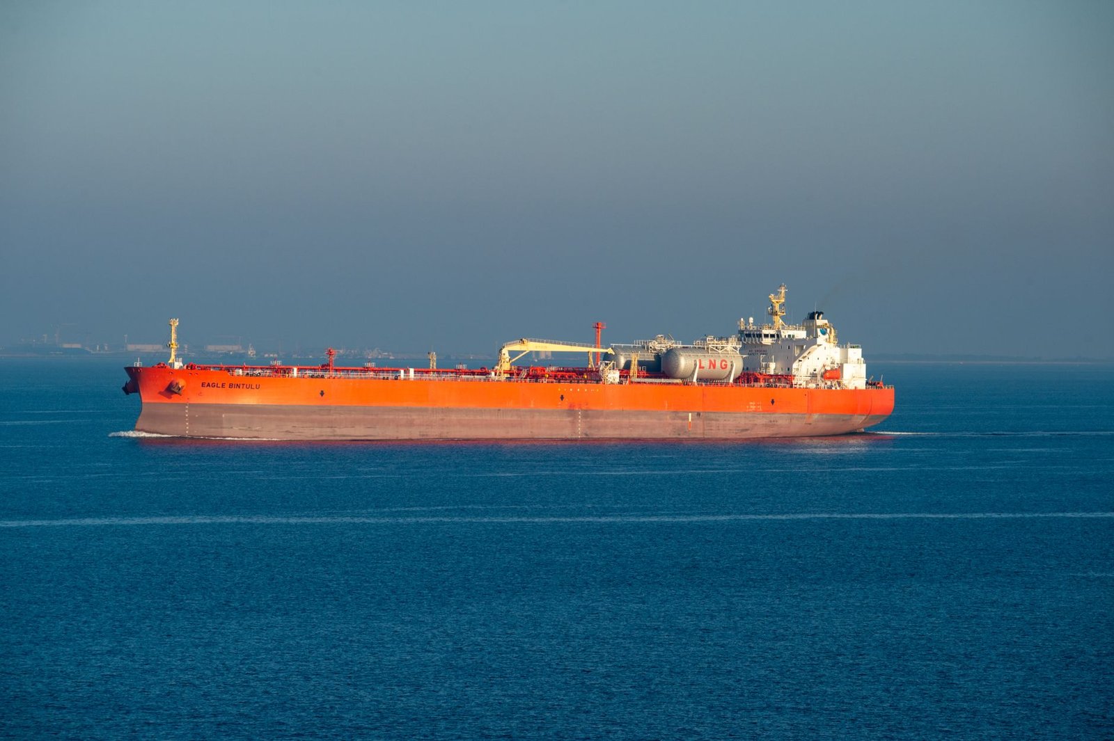lng carrier ship at sea on clear day