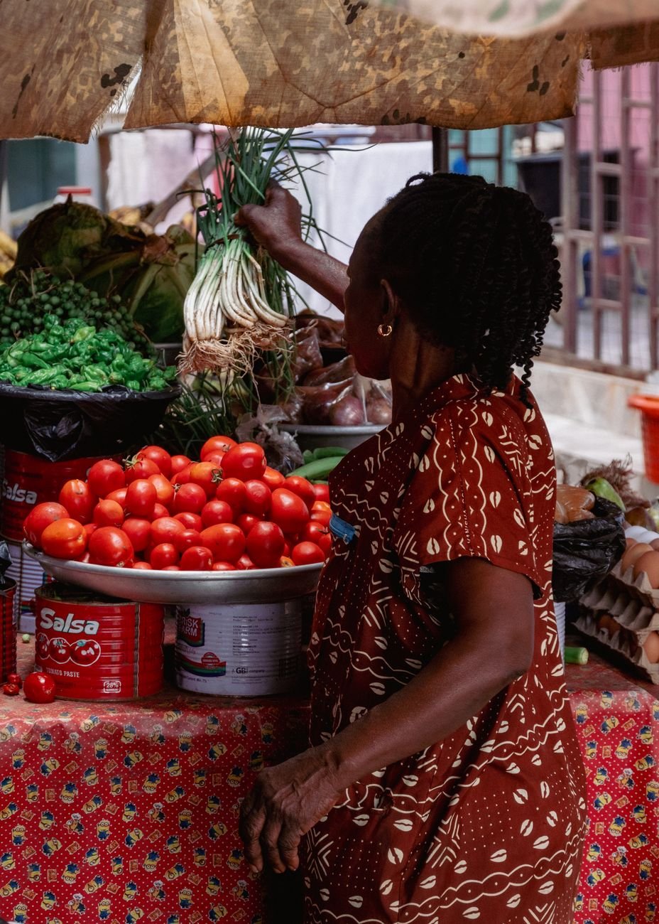 traditional african market scene with produce