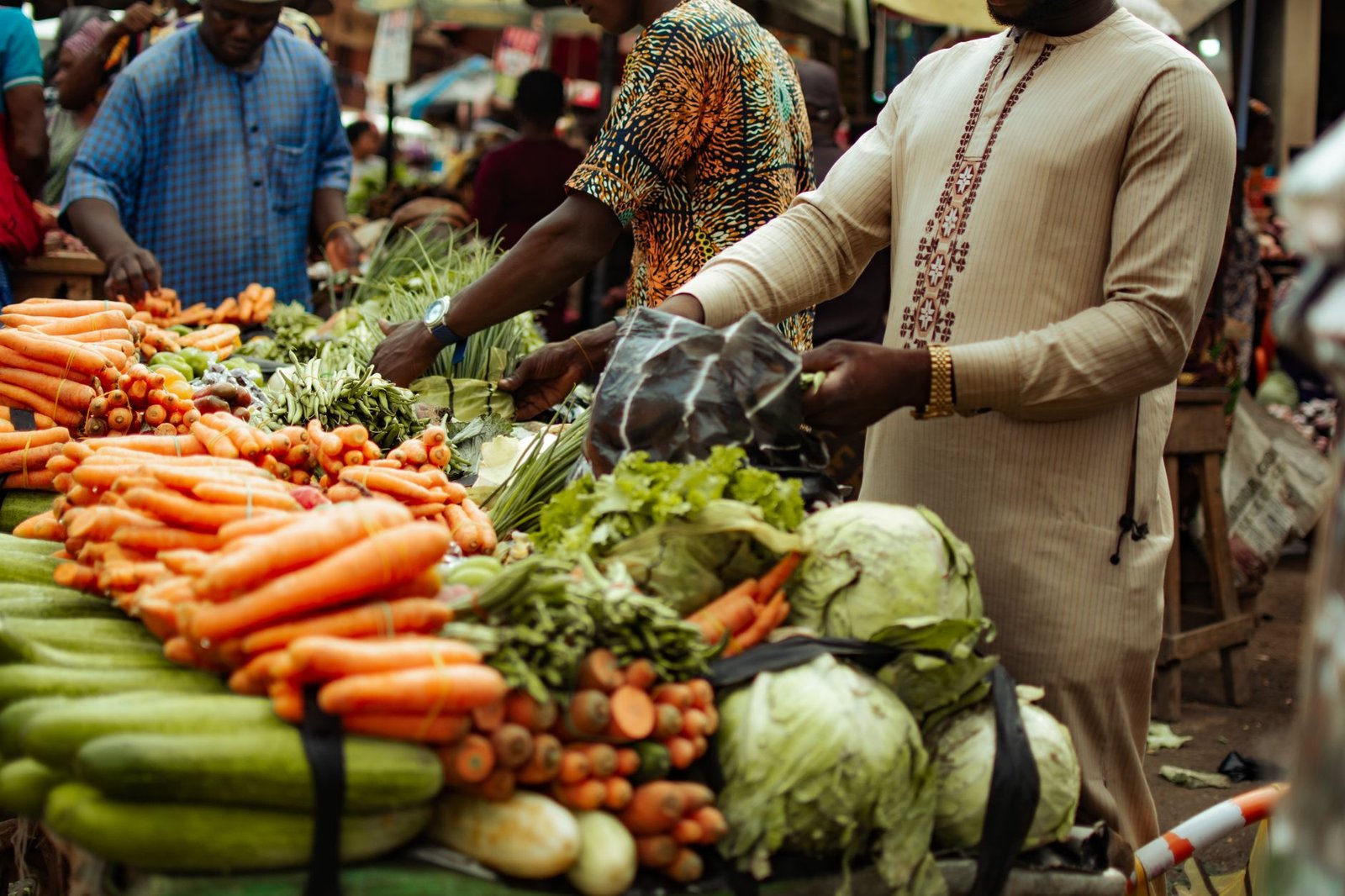 vibrant local market with fresh vegetables