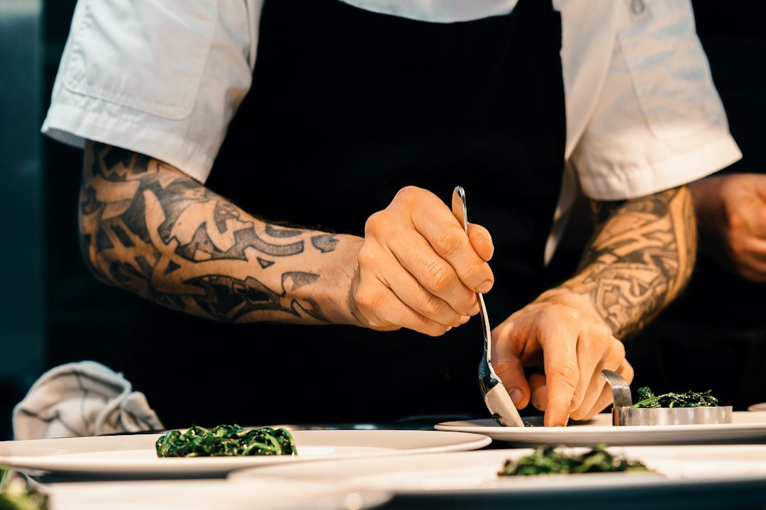Chef plating a dish