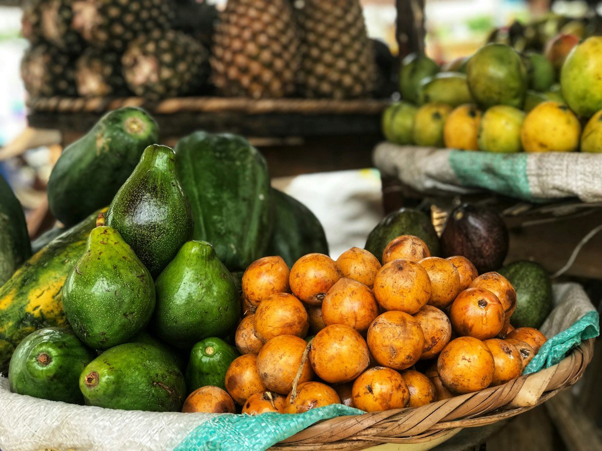 Fresh fruit displayed for sale at a market in Lagos, Nigeria