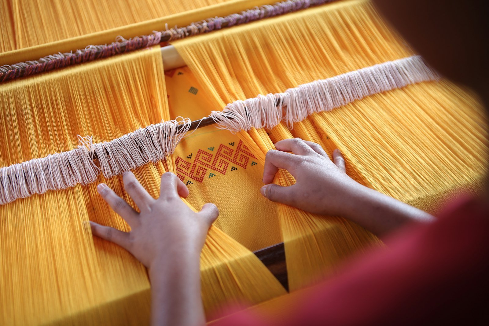 Traditional weaving on a loom